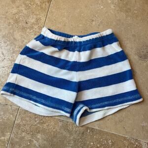 Mini Boden Girls Size 6 Blue & White Striped Shorts-Terry Cloth, Beach, Pool